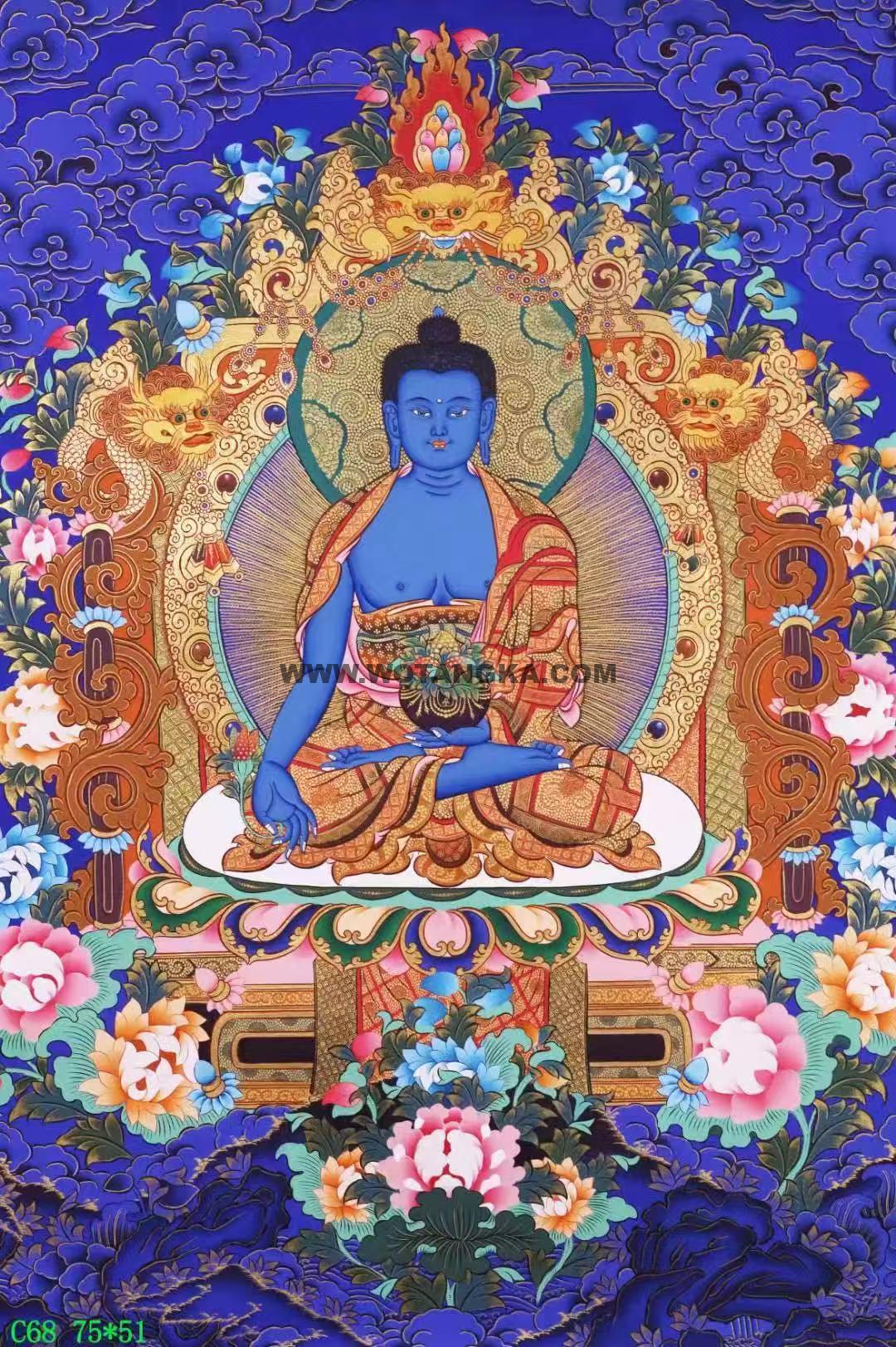 编号138-639271：彩绘唐卡-药师佛（75*51CM左右）