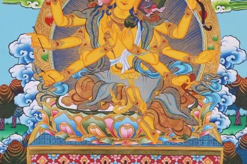 编号138-892614：彩绘唐卡-光明佛母·摩利支天（75*54CM左右）