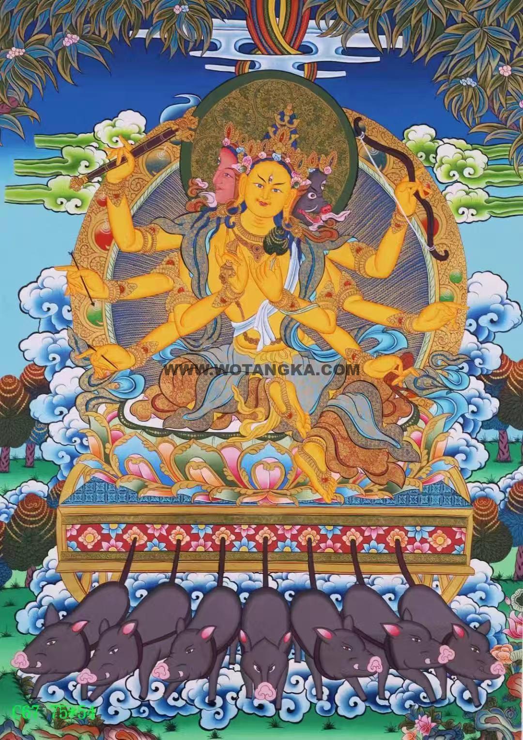 编号138-892614：彩绘唐卡-光明佛母·摩利支天（75*54CM左右）