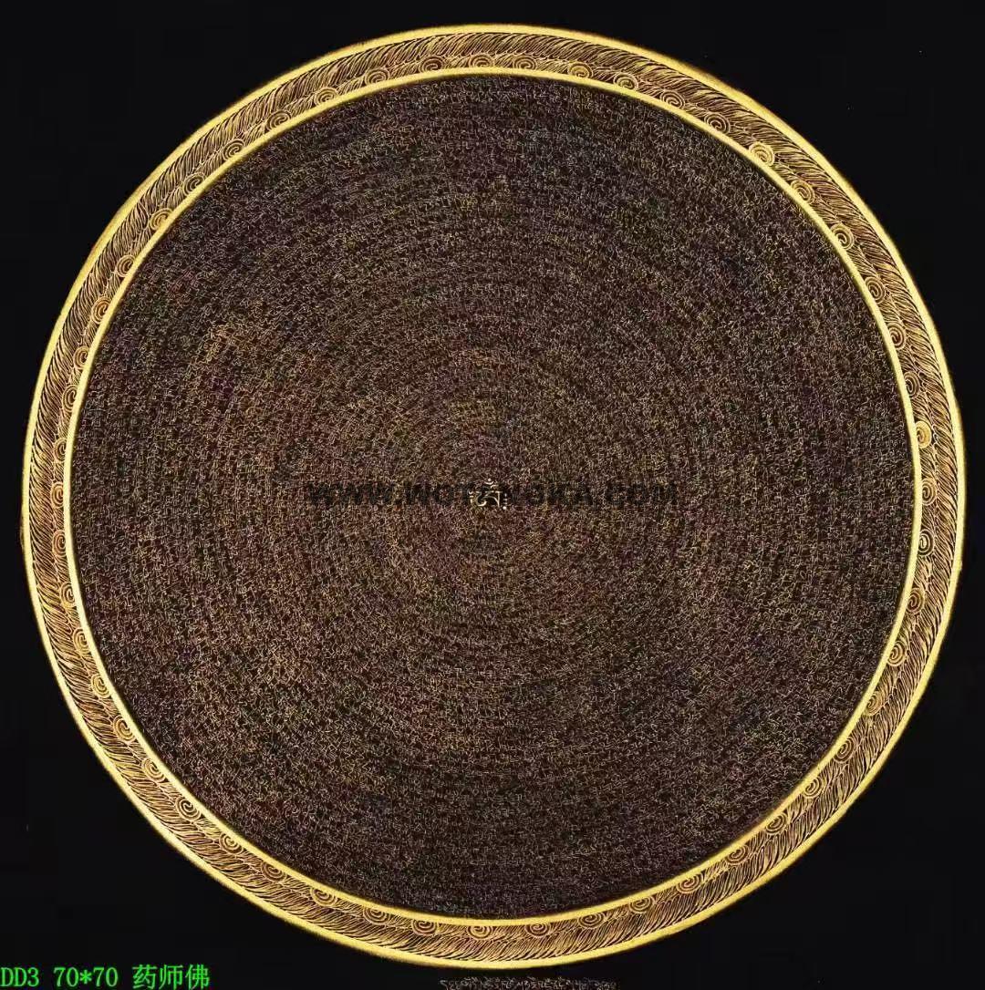 编号138-948372:黑金唐卡-六字真言坛城(100*100CM左右)