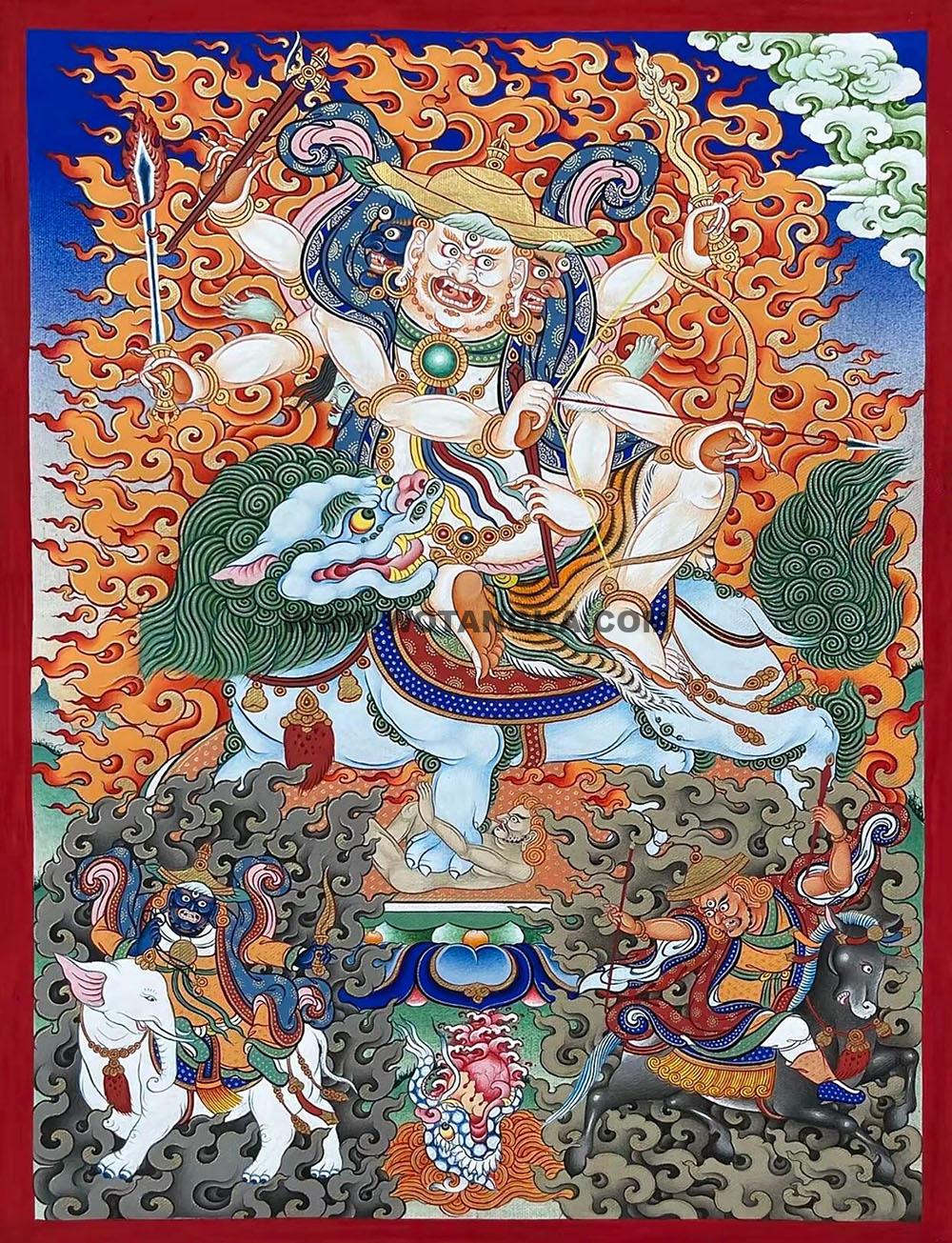 热贡-南木·画院：彩绘唐卡-白哈尔王（30*20CM左右）