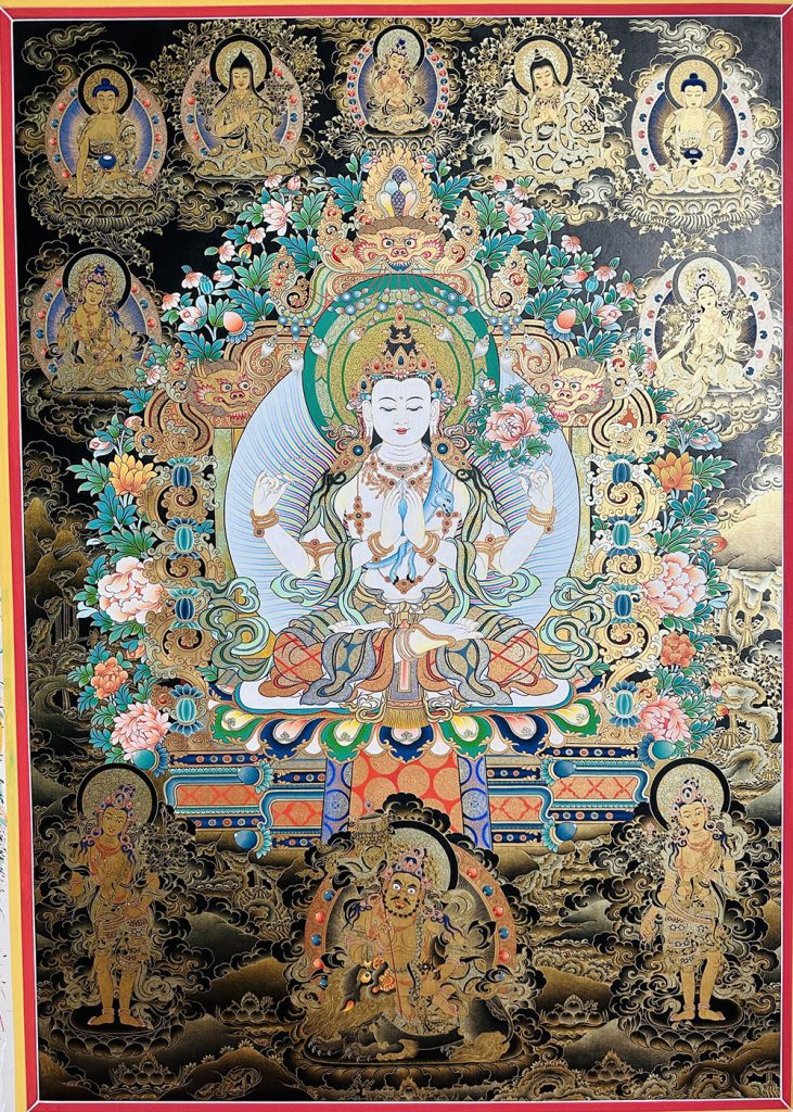 编号189-818685：黑金唐卡-四臂观音（100*70CM左右）