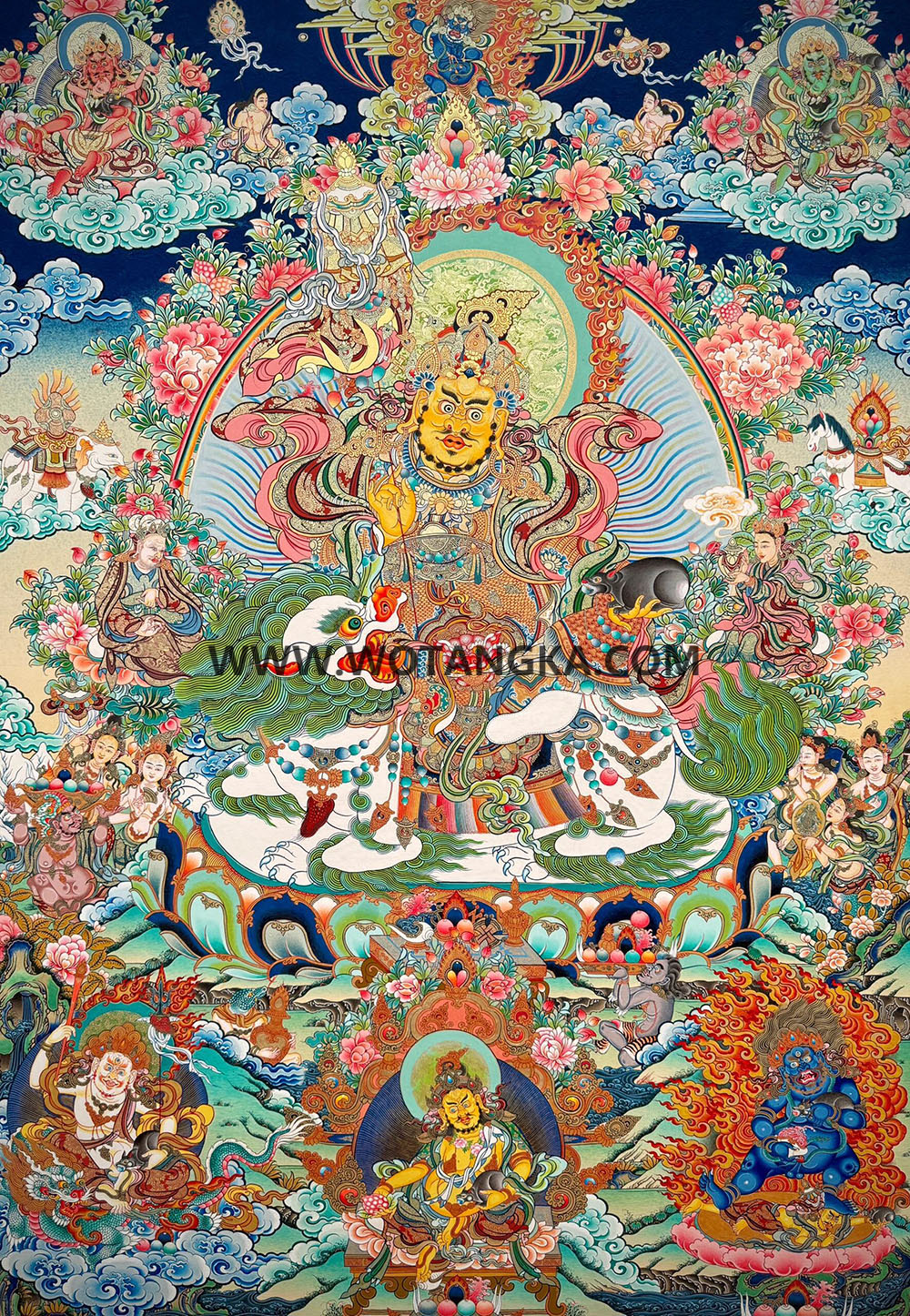 编号189-835208：彩绘唐卡-财宝天王· 五方财神（100*70CM左右）