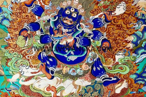 编号189-842767：彩绘唐卡-六臂玛哈嘎拉（80*60CM左右）