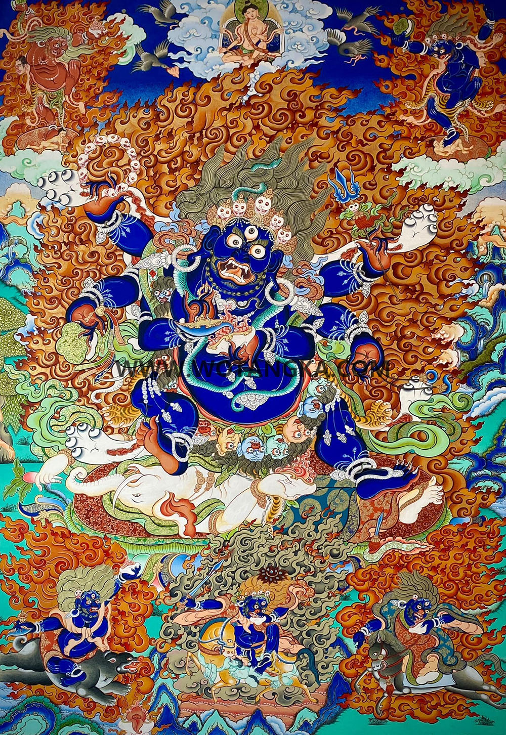 编号189-842767：彩绘唐卡-六臂玛哈嘎拉（80*60CM左右）