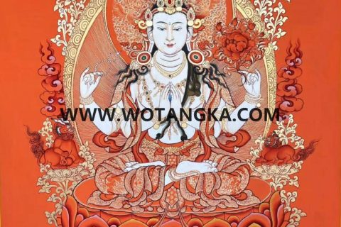 编号189-847264：红金唐卡-四臂观音（50*35CM左右）