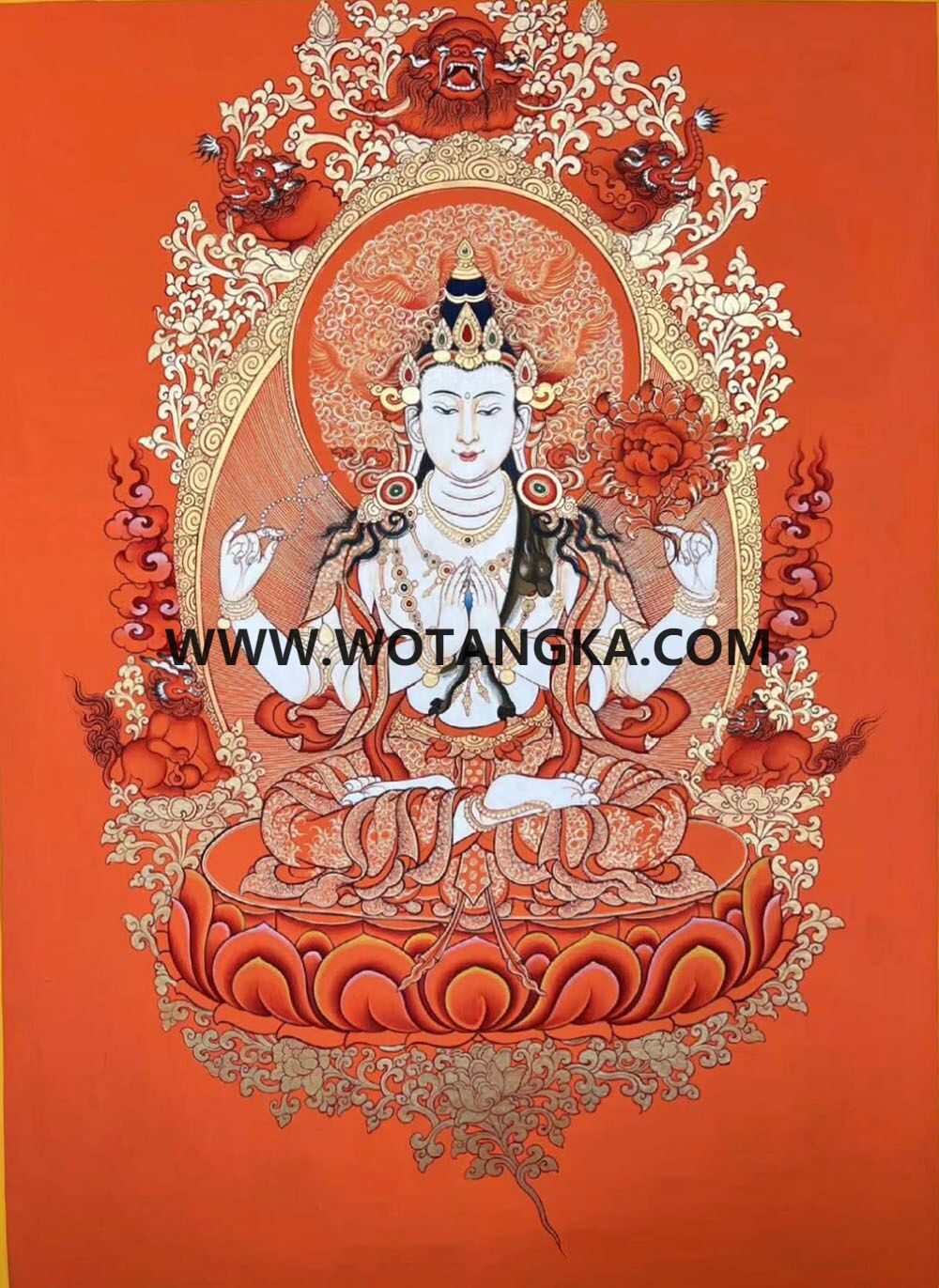 编号189-847264：红金唐卡-四臂观音（50*35CM左右）