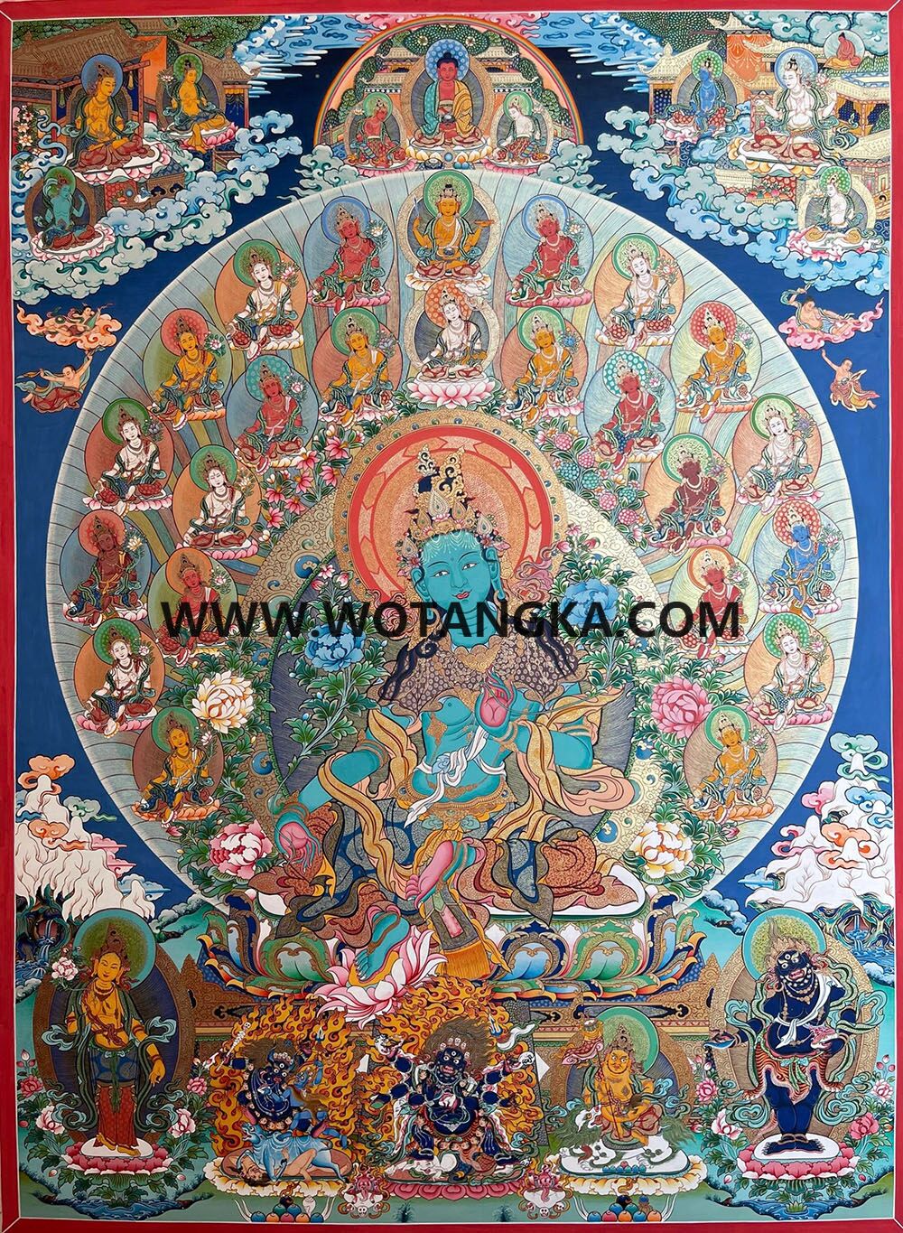 编号189-848034：彩绘唐卡-绿度母·二十一度母（100*70CM左右）