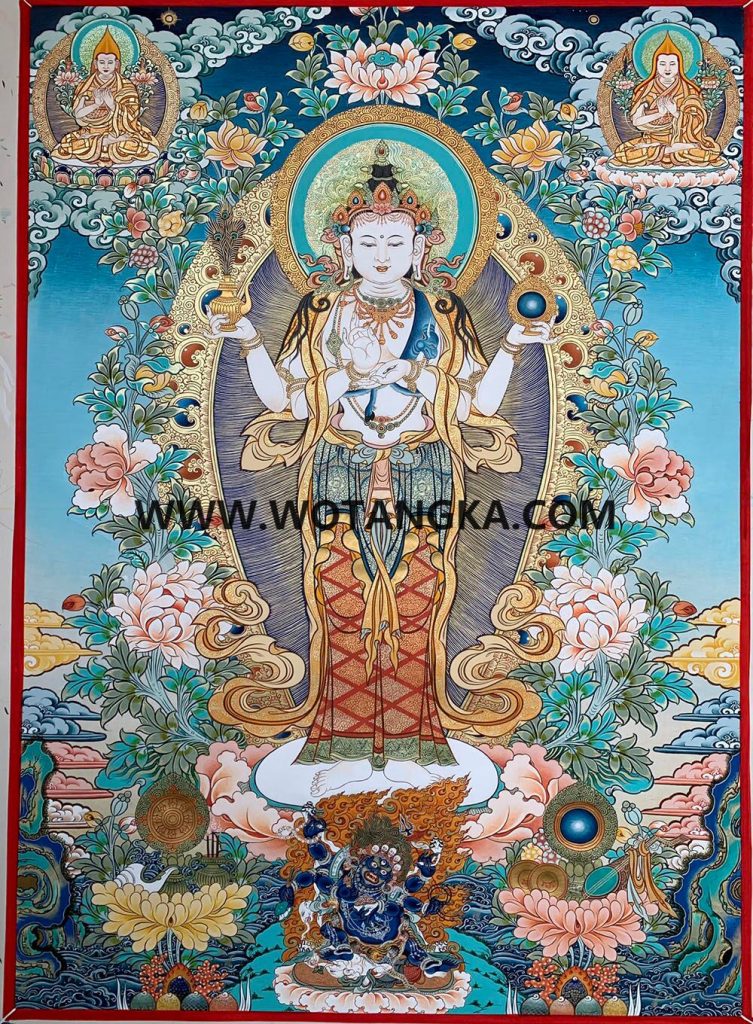 编号189-855582：彩绘唐卡-启目观音（60*45CM左右） | 沃唐卡www