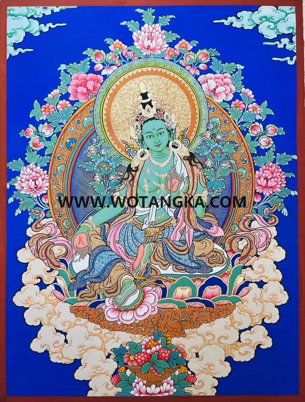 编号189-858992：彩绘唐卡-绿度母（40*30CM左右）