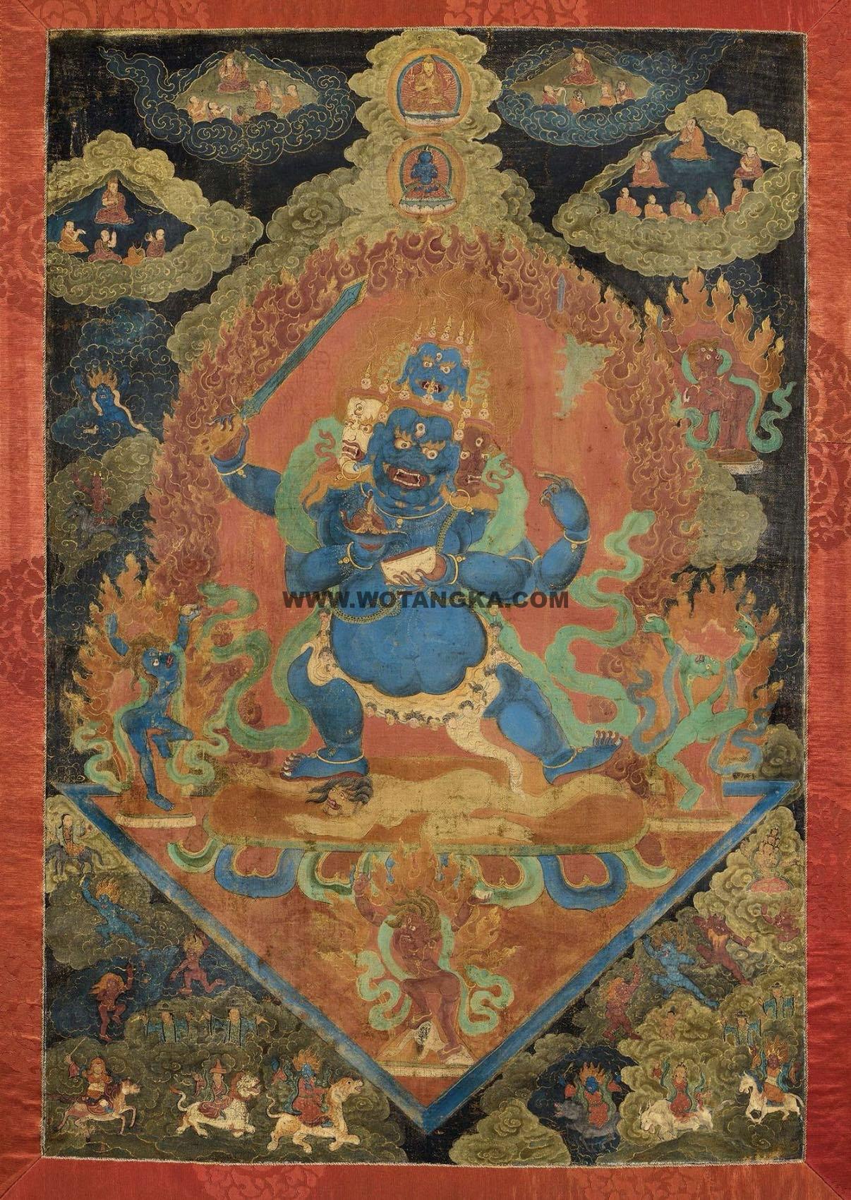 沃唐卡编号AC25681:四面四臂大黑天