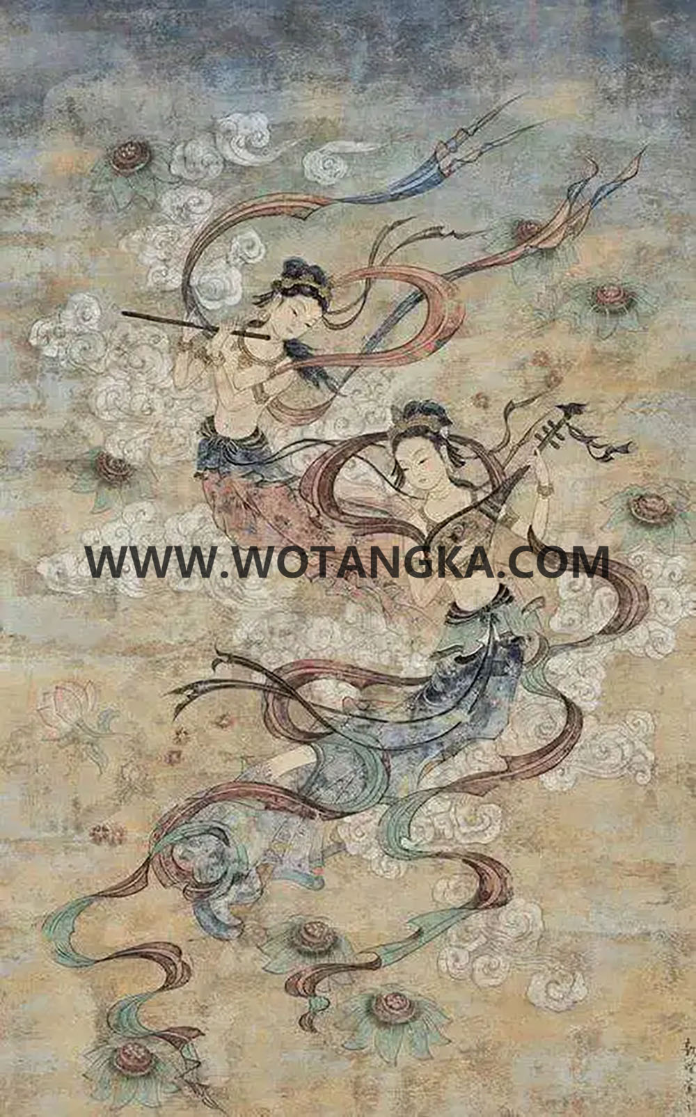 沃唐卡编号AC26935：飞天乐伎
