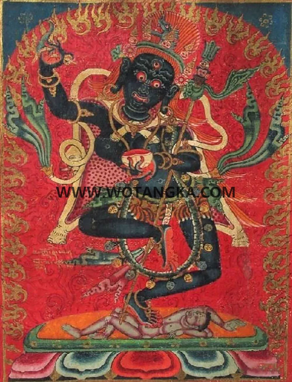 沃唐卡编号AC28679：黑忿怒金刚亥母