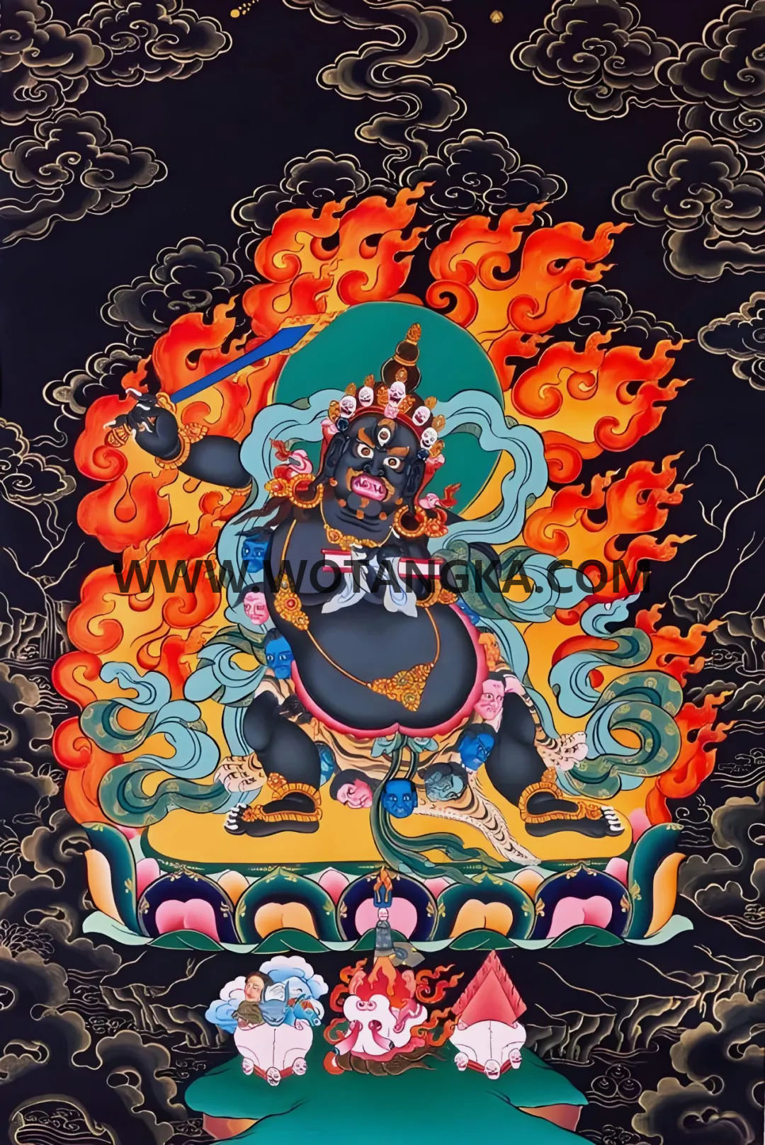 沃唐卡编号AC33941：黑文殊菩萨