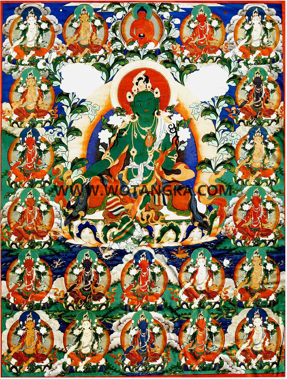 沃唐卡编号AC36981：绿度母二十一度母