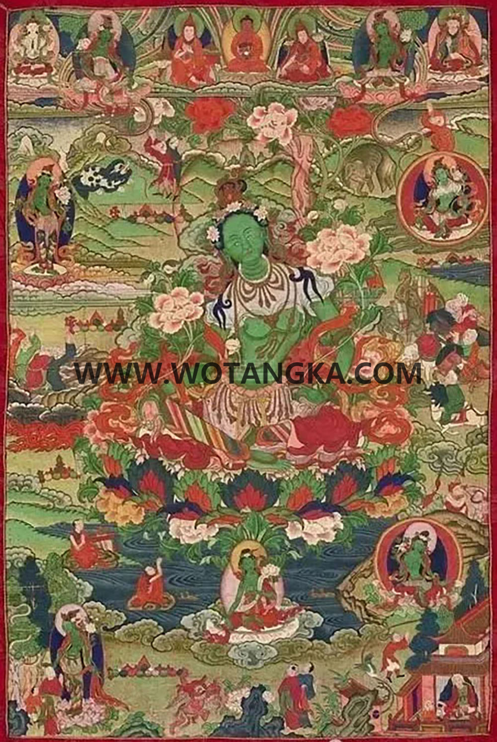 沃唐卡编号AC51249：救八难绿度母