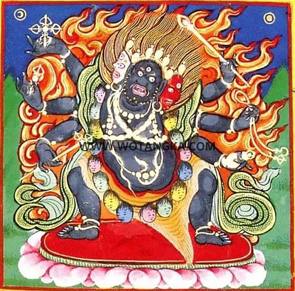 沃唐卡编号AC62357：三面六臂烟色秽迹金刚