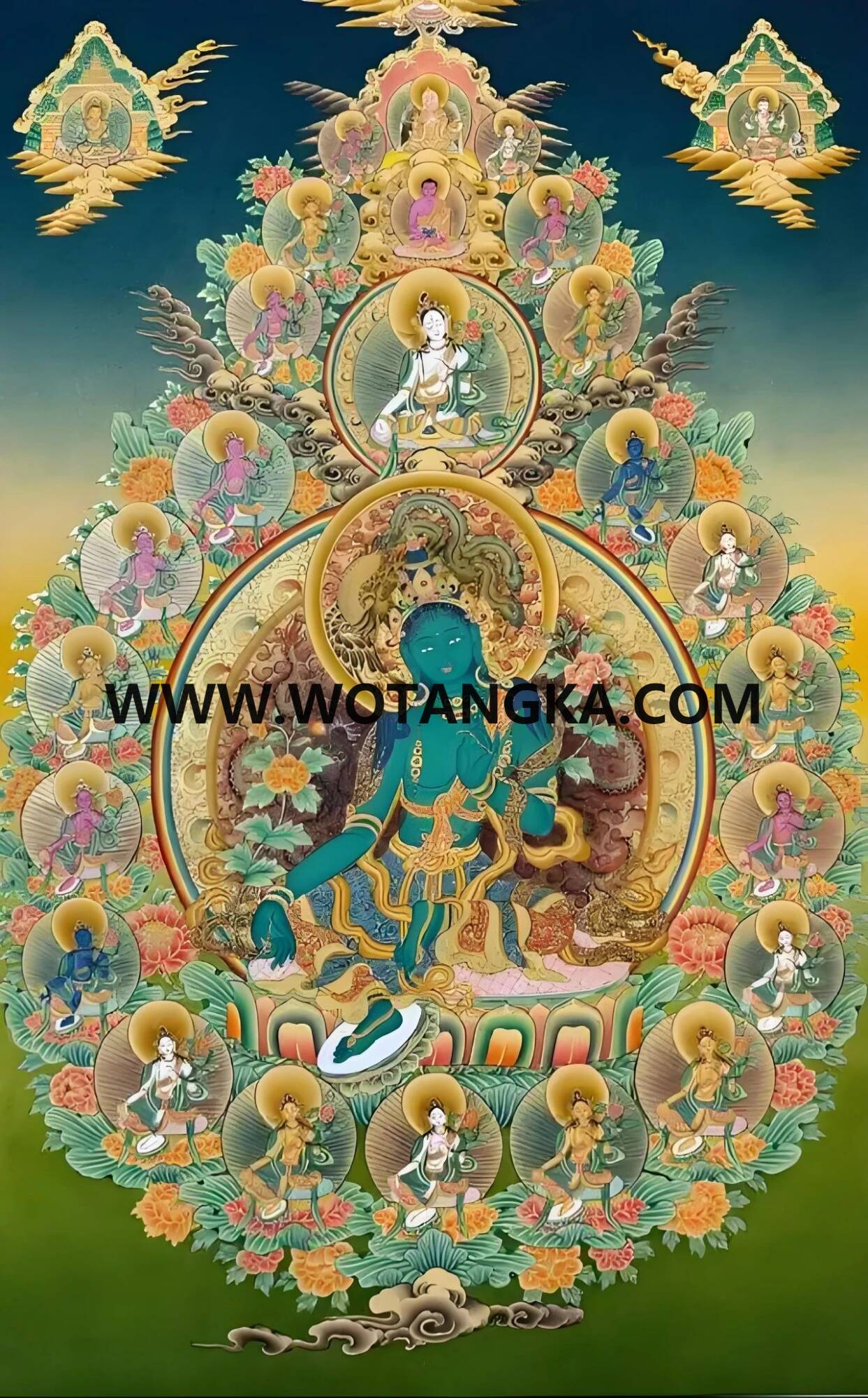沃唐卡编号AC64823：绿度母二十一度母