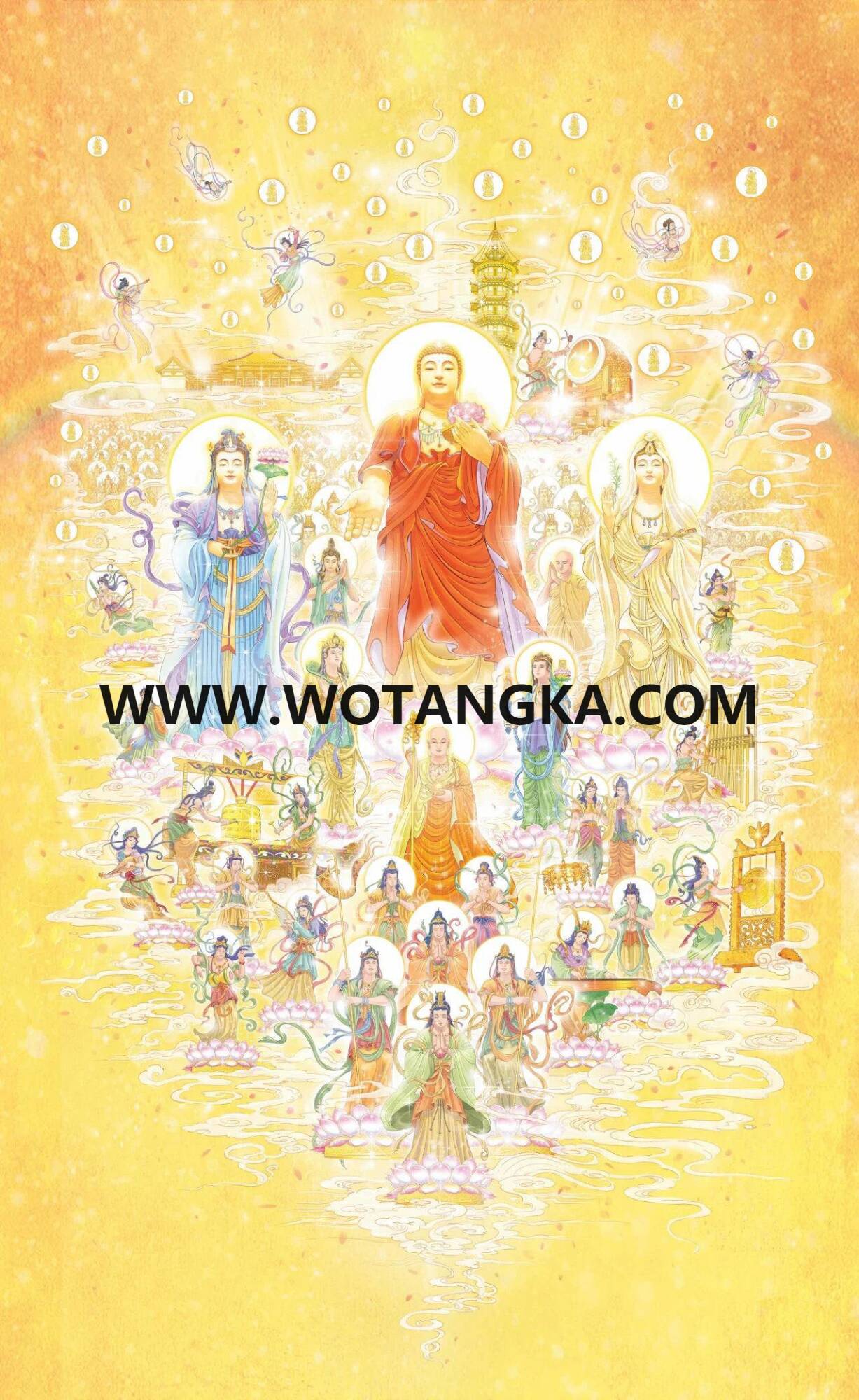 沃唐卡编号AC68741：西方三圣接引图