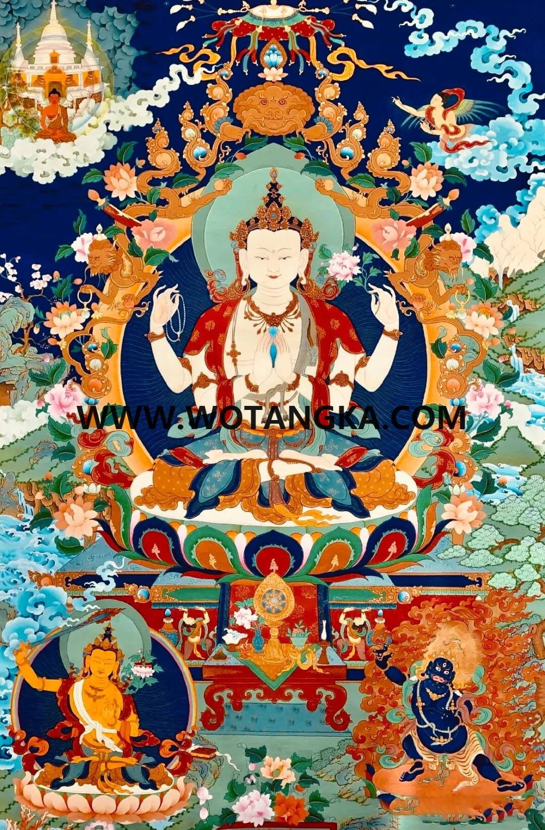 沃唐卡编号AC83192：四臂观音