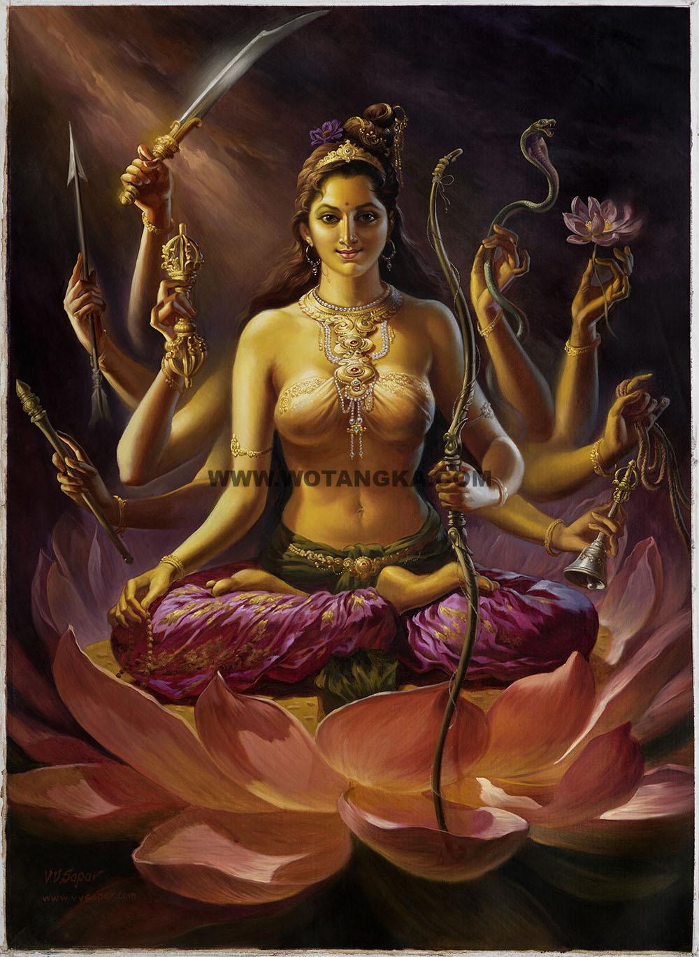 沃唐卡编号AC84578：紫磨金色母