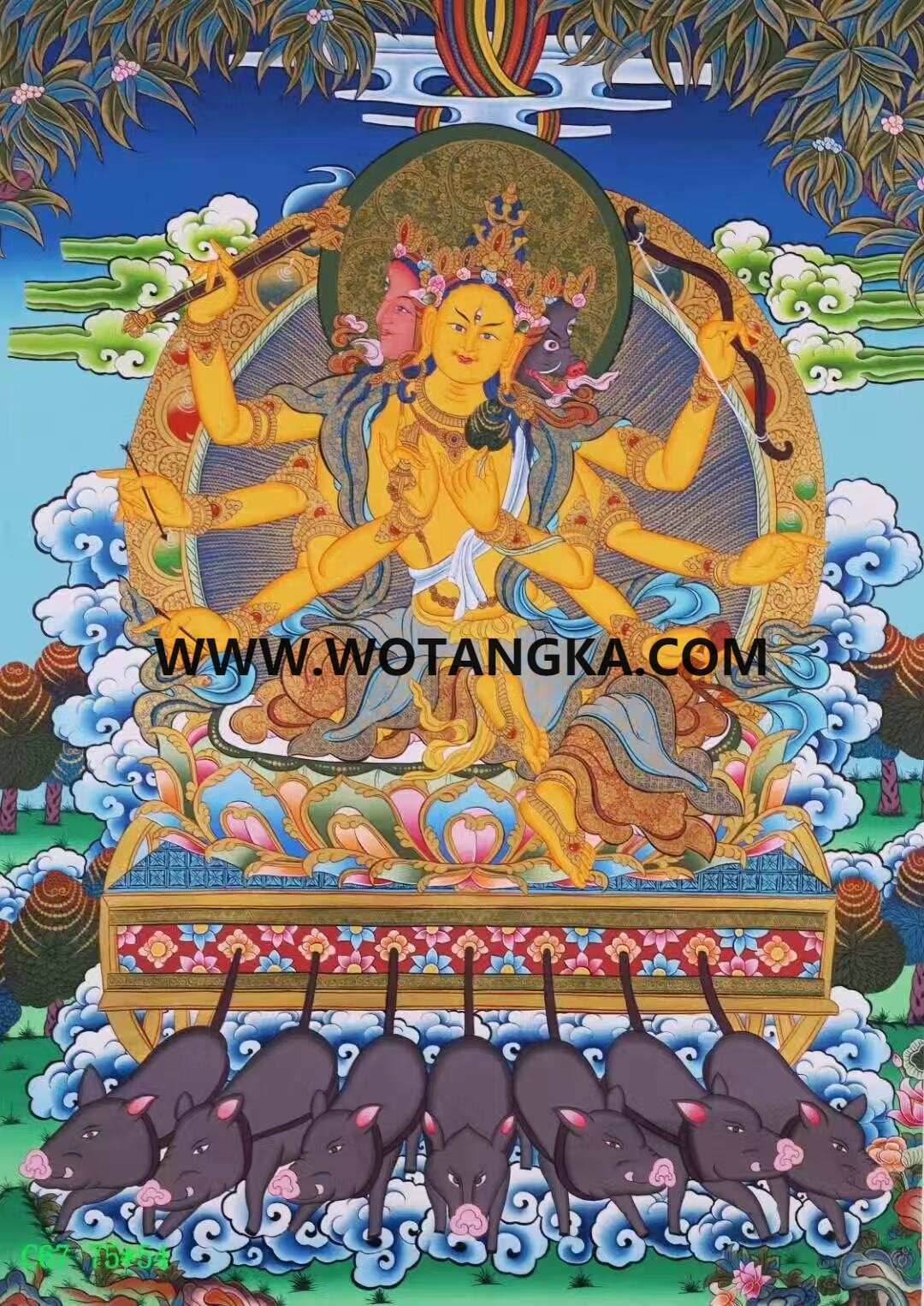 编号138-146739：彩绘唐卡-光明佛母·摩利支天（75*54CM左右）