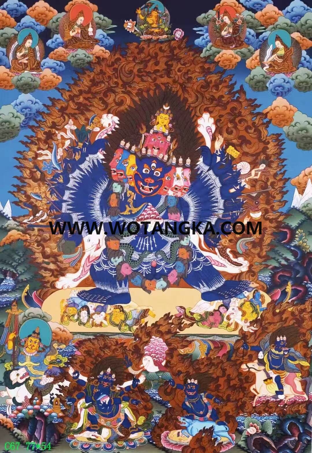 编号138-214793：彩绘唐卡-大威德金刚（77*54CM左右）