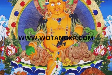 编号138-254783：彩绘唐卡-黄财神·五方财神（149*105CM左右）