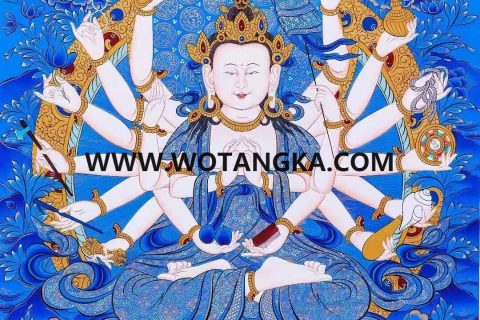 编号138-269318：蓝金唐卡-准提佛母（69*50CM左右）