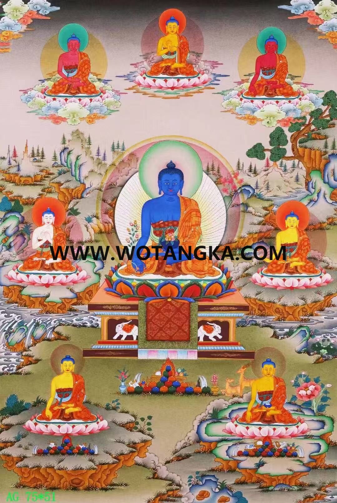 编号138-269378：嘎玛嘎赤-药师佛·药师七佛（75*51CM左右）