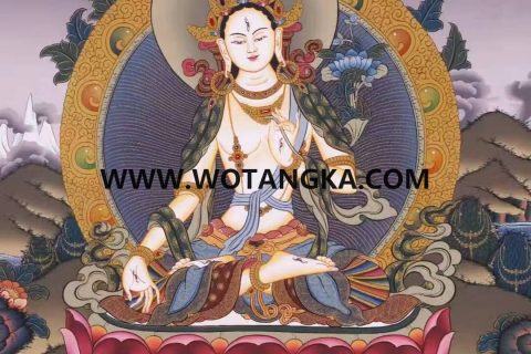 编号138-284783：彩绘唐卡-白度母（60*45CM左右）