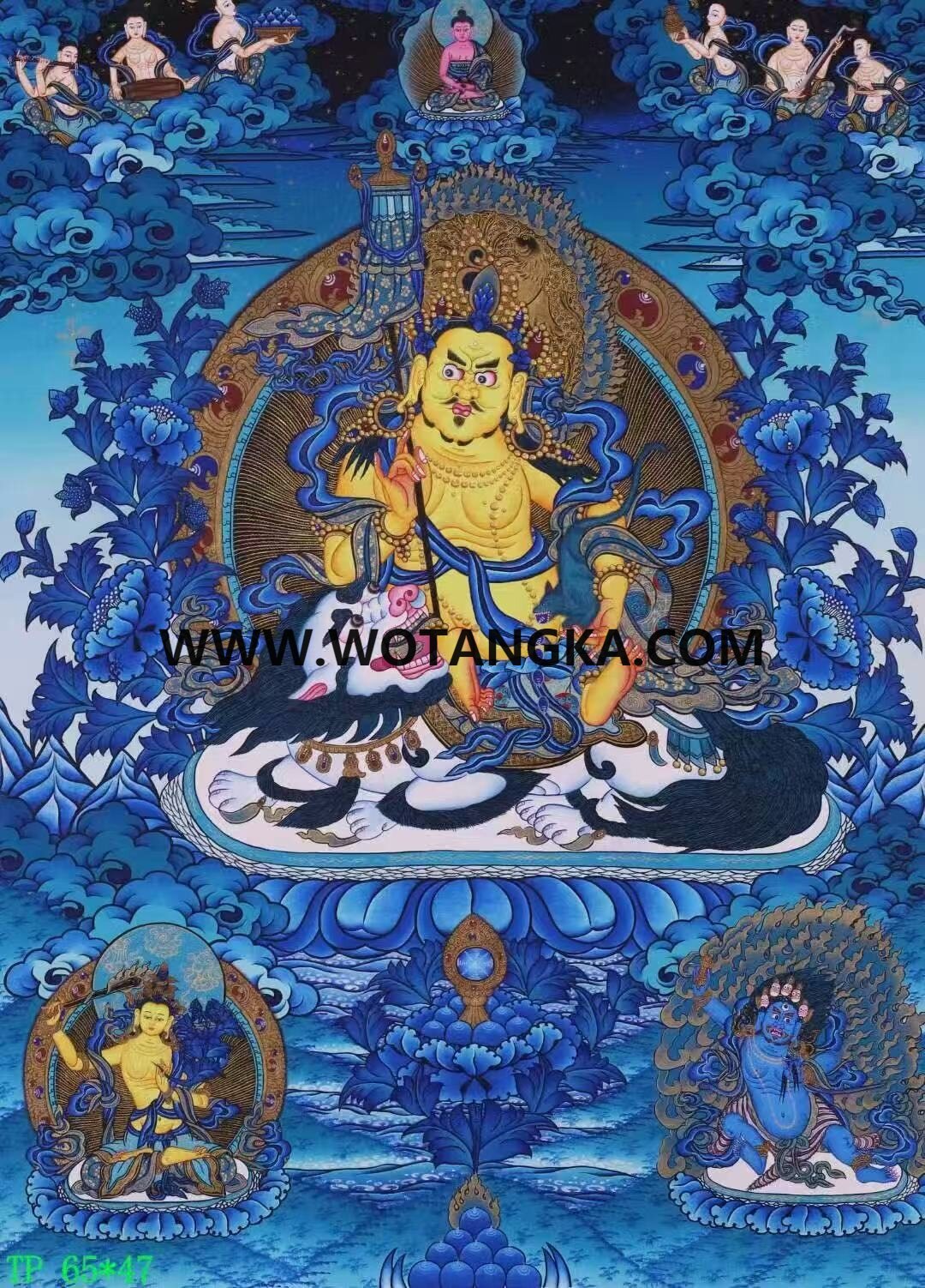 编号138-289318：蓝金唐卡-财宝天王（65*47CM左右）