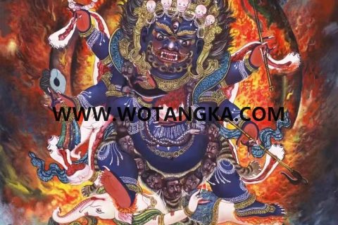 编号138-293916：彩绘唐卡-六臂玛哈嘎拉（77*53CM左右）