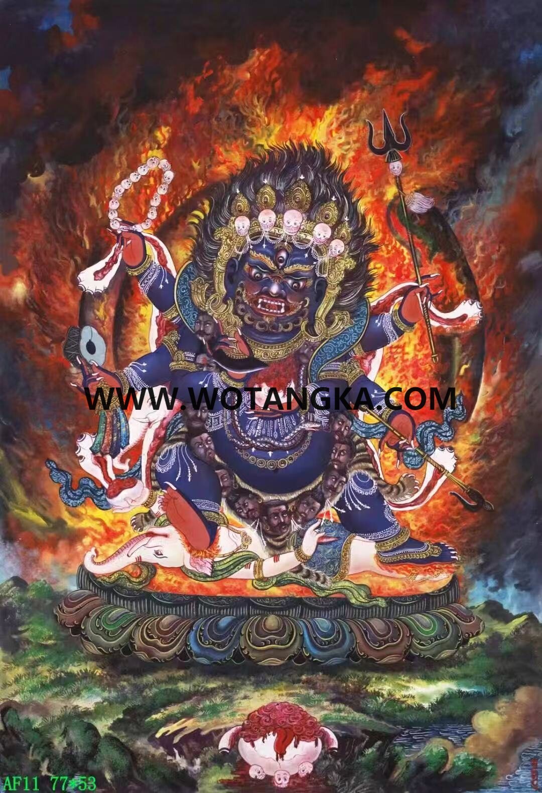 编号138-293916：彩绘唐卡-六臂玛哈嘎拉（77*53CM左右）