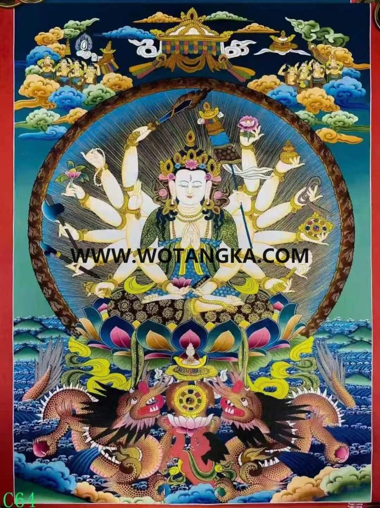 编号138-319169：彩绘唐卡-准提佛母（76*50CM左右） | 沃唐卡www