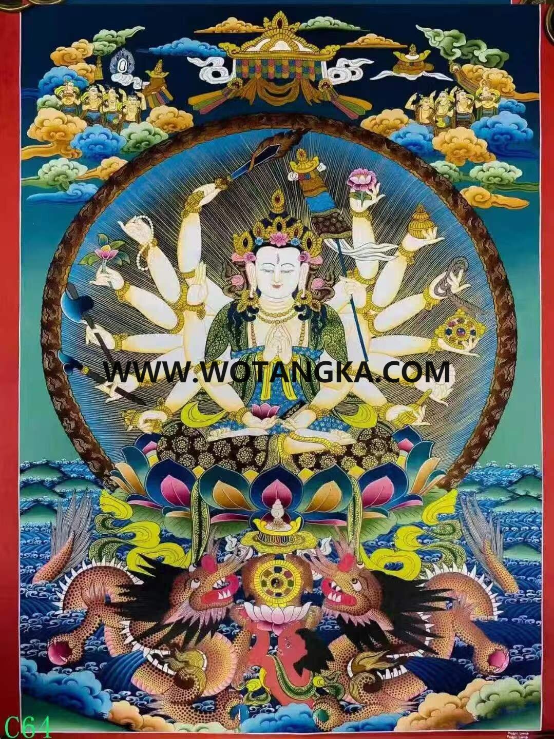 编号138-319169：彩绘唐卡-准提佛母（76*50CM左右）