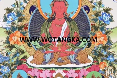 编号138-326219：彩绘唐卡-长寿佛·长寿三尊（75*54CM左右）