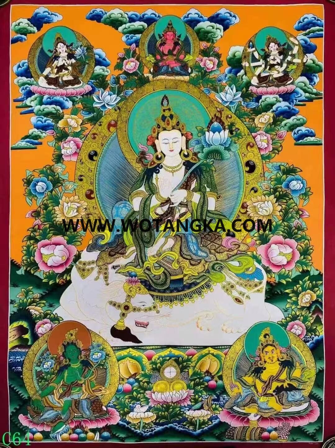 编号138-331719：彩绘唐卡-普贤菩萨（76*53CM左右）