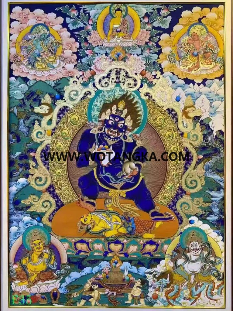 编号138-331799：彩绘唐卡-黑财神·五方财神（100*69CM左右）