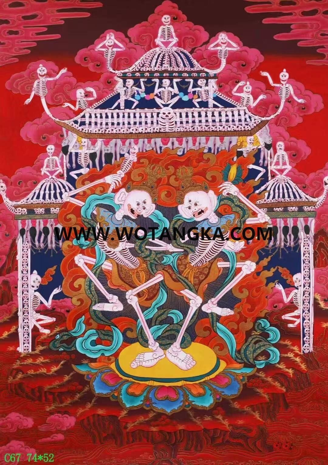 编号138-345819：红金唐卡-尸陀林主（74*52CM左右）