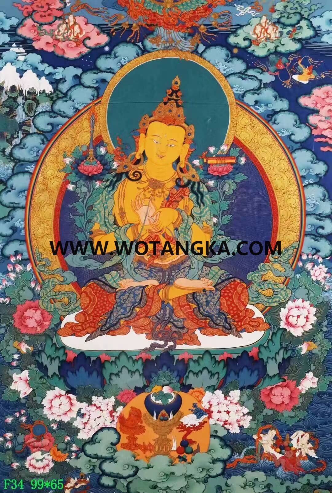 编号138-349819：彩绘唐卡-文殊菩萨（99*65CM左右）