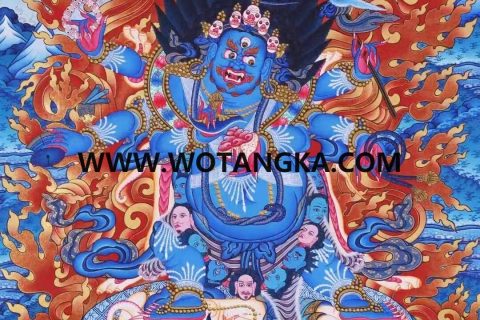 编号138-356219：彩绘唐卡-六臂玛哈嘎拉（62*47CM左右）