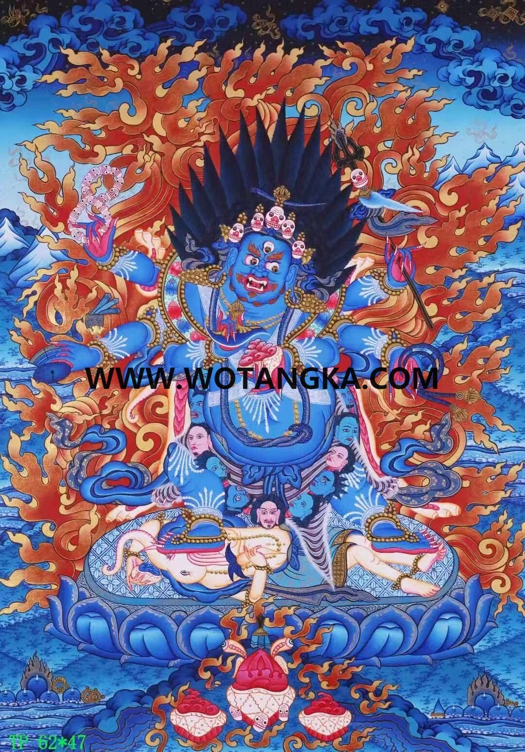 编号138-356219：彩绘唐卡-六臂玛哈嘎拉（62*47CM左右）