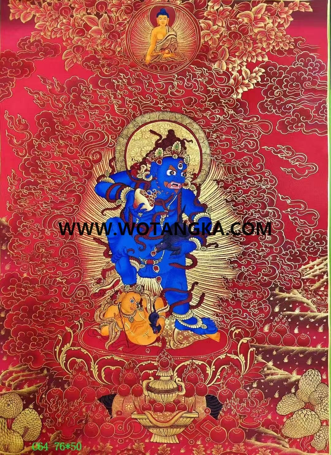 编号138-361749：红金唐卡-黑财神（76*50CM左右）