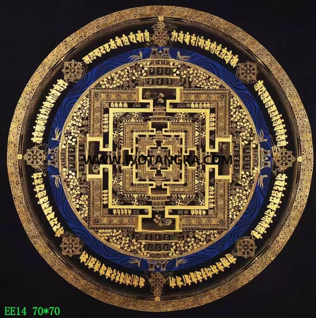 编号138-362825：黑金唐卡-时轮金刚坛城（70*70CM左右）