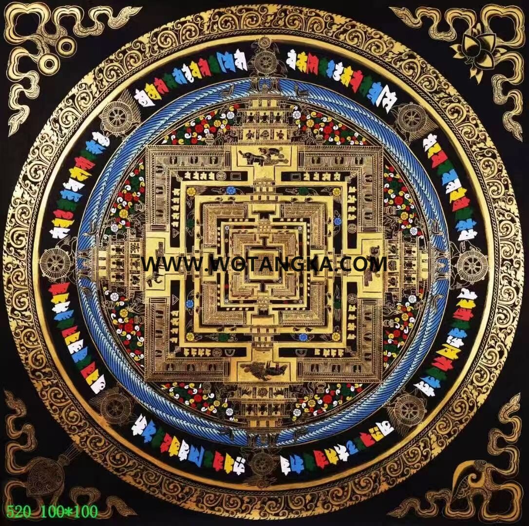 编号138-387528：黑金唐卡-时轮金刚坛城（100*100CM左右）