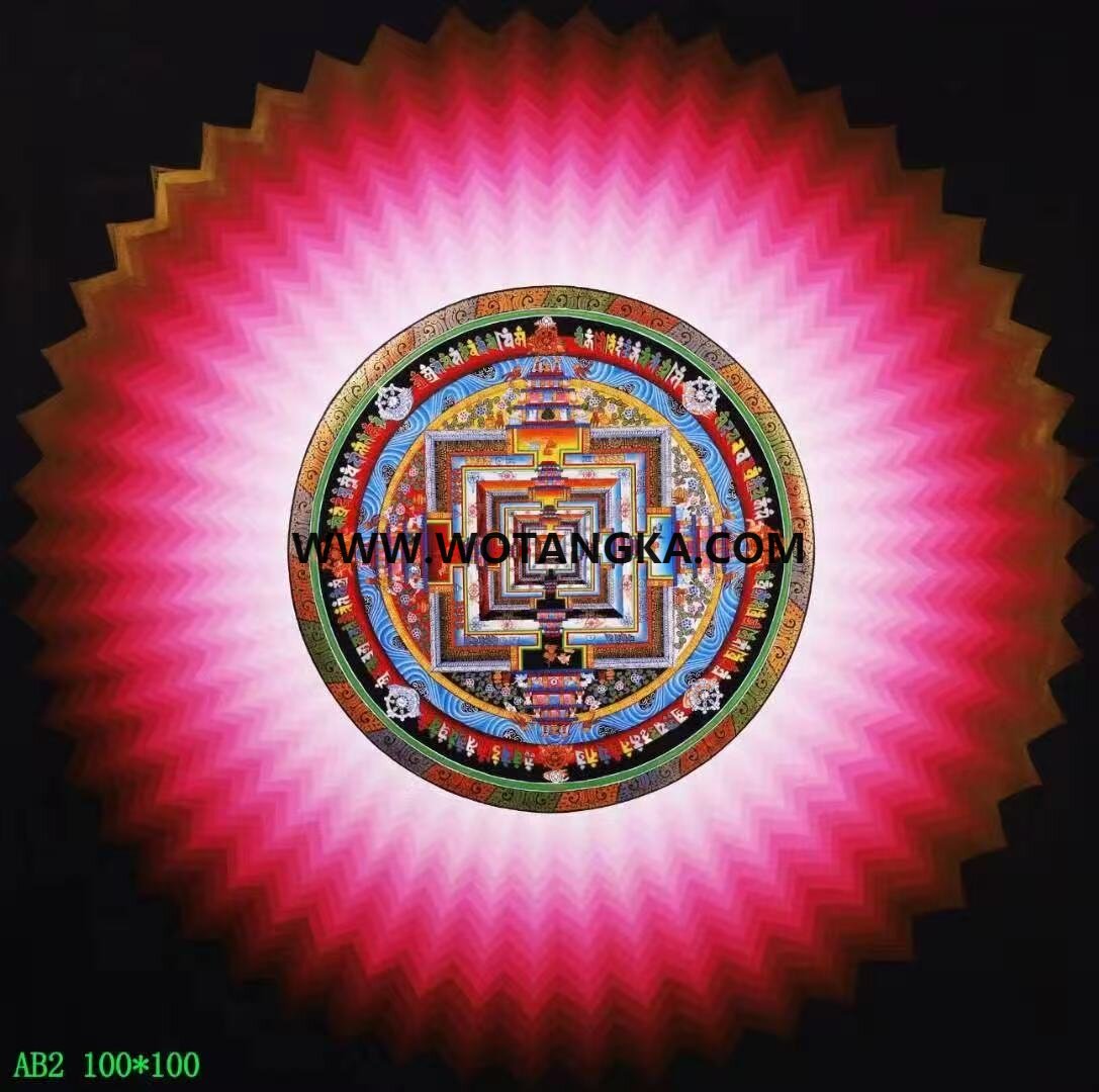 编号138-392815：彩绘唐卡-时轮金刚坛城（100*100CM左右）