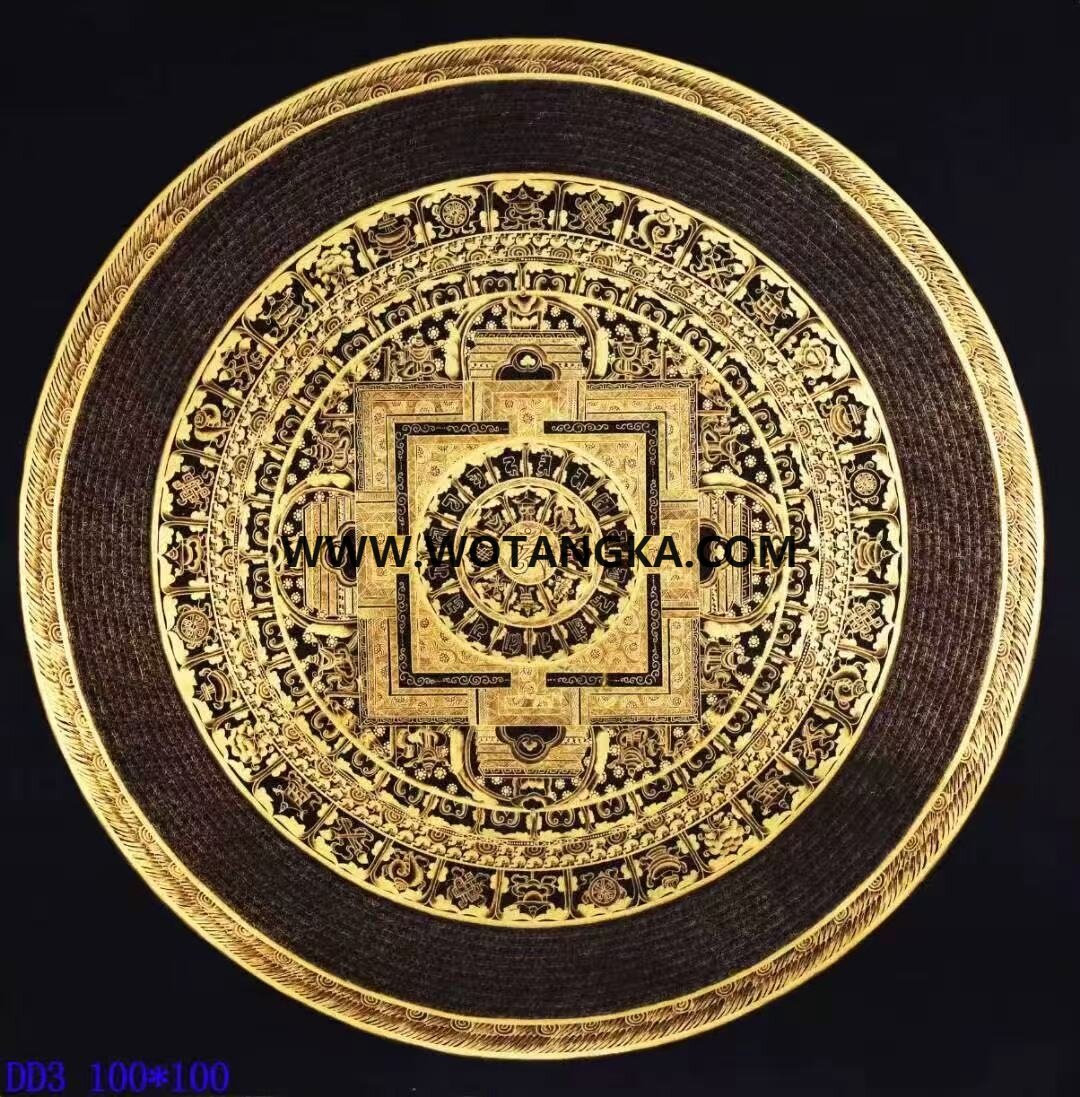 编号138-397518：黑金唐卡-平安时轮金刚坛城（100*100CM左右）