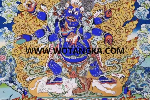 编号138-435726：彩绘唐卡-六臂玛哈嘎拉（99*71CM左右）