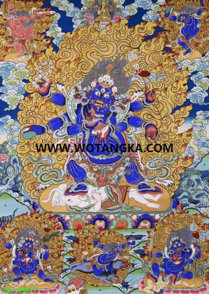 编号138-435726：彩绘唐卡-六臂玛哈嘎拉（99*71CM左右）